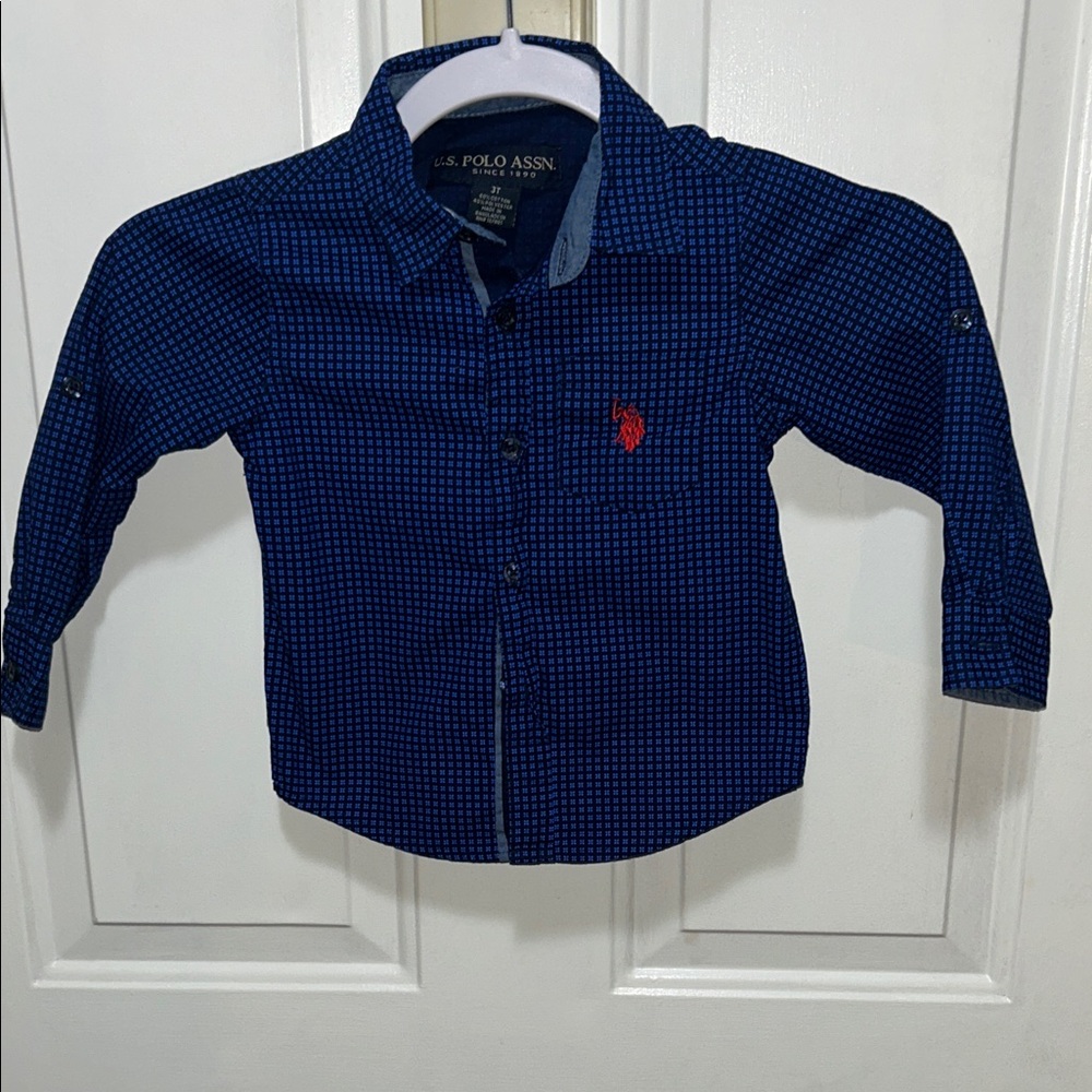 🦋 U.S. Polo Assn. Kids Blue Checkered Button Down Shirt 5/25$